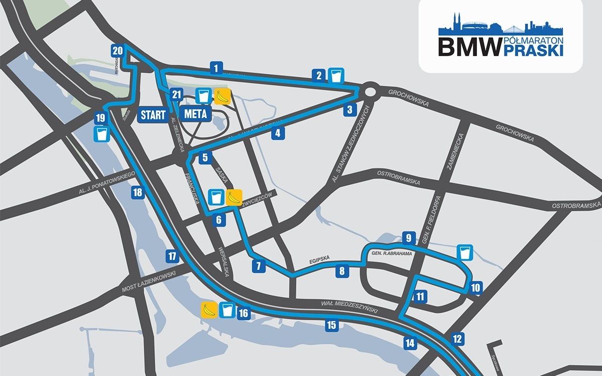 BMW Półmaraton Praski 2016 koszulka, trasa